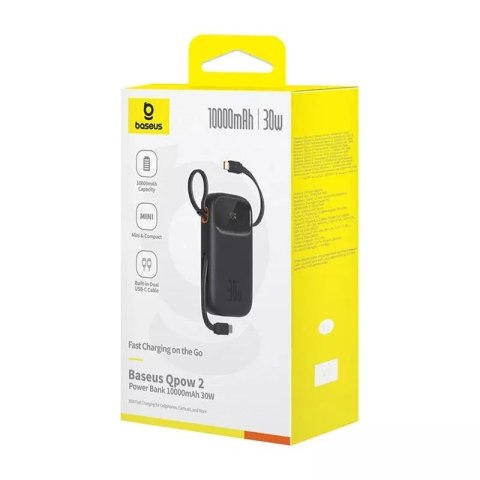 Baseus Powerbank Baseus QPow 2 10000mAh 30W 2xUSB-C Czarny Baseus Powerbank Baseus QPow 2 10000mAh 30W 2xUSB-C Czarny