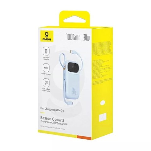 Baseus Powerbank Baseus QPow 2 10000mAh 30W 2xUSB-C Niebieski Baseus Powerbank Baseus QPow 2 10000mAh 30W 2xUSB-C Niebieski
