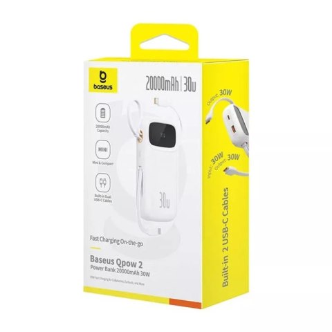 Baseus Powerbank Baseus QPow 2 20000mAh 30W 2xUSB-C (biały) Baseus Powerbank Baseus QPow 2 20000mAh 30W 2xUSB-C (biały)
