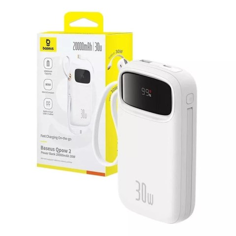 Baseus Powerbank Baseus QPow 2 20000mAh 30W 2xUSB-C (biały) Baseus Powerbank Baseus QPow 2 20000mAh 30W 2xUSB-C (biały)