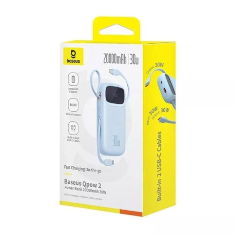 Baseus Powerbank Baseus QPow2 20000mAh 30W 2xUSB-C Niebieski Baseus Powerbank Baseus QPow2 20000mAh 30W 2xUSB-C Niebieski