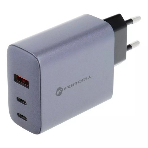 Forcell Ładowarka sieciowa FORCELL F-ENERGY GaN 2 x Typ C + USB A PD QC4.0 4A 65W Szara Forcell Ładowarka sieciowa FORCELL F-ENERGY GaN 2 x Typ C + USB A PD QC4.0 4A 65W Szara