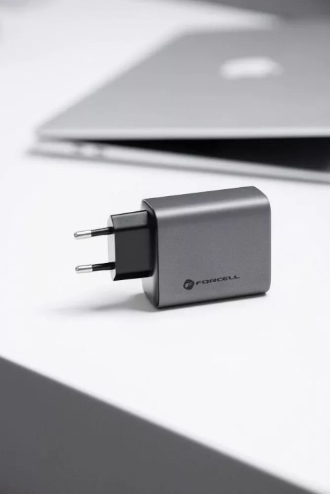 Forcell Ładowarka sieciowa FORCELL F-ENERGY GaN 2 x Typ C + USB A PD QC4.0 4A 65W Szara Forcell Ładowarka sieciowa FORCELL F-ENERGY GaN 2 x Typ C + USB A PD QC4.0 4A 65W Szara