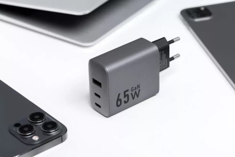 Forcell Ładowarka sieciowa FORCELL F-ENERGY GaN 2 x Typ C + USB A PD QC4.0 4A 65W Szara Forcell Ładowarka sieciowa FORCELL F-ENERGY GaN 2 x Typ C + USB A PD QC4.0 4A 65W Szara