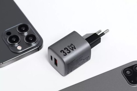 Forcell Ładowarka sieciowa FORCELL F-ENERGY GaN Typ C + USB A PD QC4.0 3A 33W Szara Forcell Ładowarka sieciowa FORCELL F-ENERGY GaN Typ C + USB A PD QC4.0 3A 33W Szara