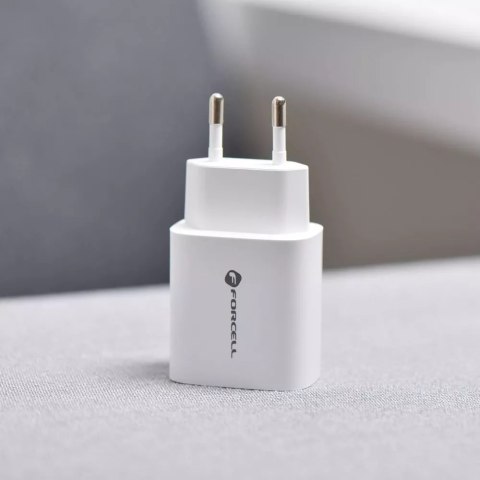 Forcell Ładowarka sieciowa FORCELL F-ENERGY Typ C + USB A PD QC4.0 3A 30W Biała Forcell Ładowarka sieciowa FORCELL F-ENERGY Typ C + USB A PD QC4.0 3A 30W Biała