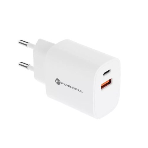 Forcell Ładowarka sieciowa FORCELL F-ENERGY Typ C + USB A PD QC4.0 3A 30W Biała Forcell Ładowarka sieciowa FORCELL F-ENERGY Typ C + USB A PD QC4.0 3A 30W Biała