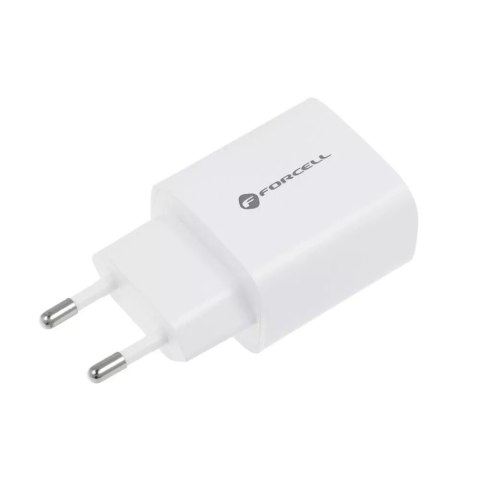 Forcell Ładowarka sieciowa FORCELL F-ENERGY Typ C + USB A PD QC4.0 3A 30W Biała Forcell Ładowarka sieciowa FORCELL F-ENERGY Typ C + USB A PD QC4.0 3A 30W Biała