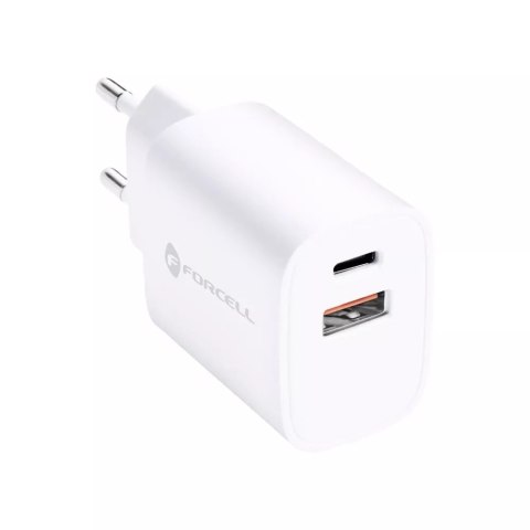 Forcell Ładowarka sieciowa FORCELL F-ENERGY Typ C + USB A PD QC4.0 3A 35W Biała Forcell Ładowarka sieciowa FORCELL F-ENERGY Typ C + USB A PD QC4.0 3A 35W Biała