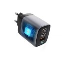 Forcell Ładowarka sieciowa z wyświetlaczem LCD FORCELL F-ENERGY GaN III 2 x Typ C + USB A 70W Szara