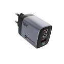Forcell Ładowarka sieciowa z wyświetlaczem LCD FORCELL F-ENERGY GaN III 2 x Typ C + USB A 70W Szara