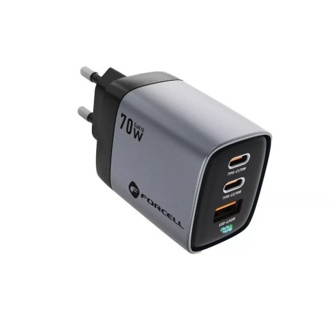 Forcell Ładowarka sieciowa z wyświetlaczem LCD FORCELL F-ENERGY GaN III 2 x Typ C + USB A 70W Szara Forcell Ładowarka sieciowa z wyświetlaczem LCD FORCELL F-ENERGY GaN III 2 x Typ C + USB A 70W Szara