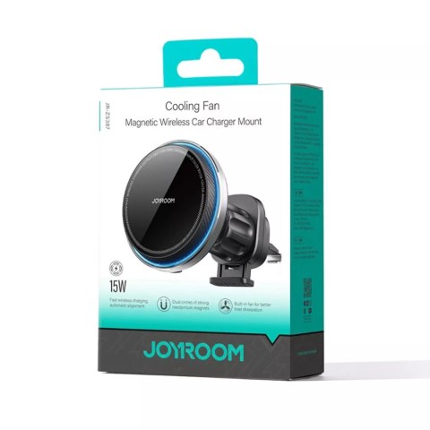 Joyroom Joyroom uchwyt samochodowy do telefonu z ładowarką indukcyjną (kompatybilną z MagSafe) z wentylatorem na kratkę nawiewu - Czarny Joyroom Joyroom uchwyt samochodowy do telefonu z ładowarką indukcyjną (kompatybilną z MagSafe) z wentylatorem na kratkę nawiewu - Czarny