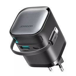 Joyroom Ładowarka GaN Joyroom JR-TCL02 65W USB-A USB-C z wbudowanym kablem USB-C - Czarna
