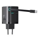 Joyroom Ładowarka GaN Joyroom JR-TCL02 65W USB-A USB-C z wbudowanym kablem USB-C - Czarna