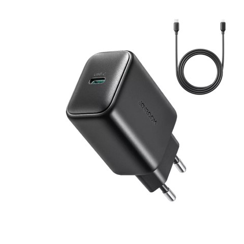 Joyroom Ładowarka Joyroom Sieciowa USB-C 25W SFC / PPS / PD - Czarna + Kabel USB-C / USB-C 1m Joyroom Ładowarka Joyroom Sieciowa USB-C 25W SFC / PPS / PD - Czarna + Kabel USB-C / USB-C 1m