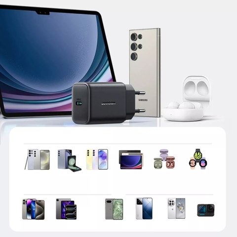 Joyroom Ładowarka Joyroom Sieciowa USB-C 25W SFC / PPS / PD - Czarna + Kabel USB-C / USB-C 1m Joyroom Ładowarka Joyroom Sieciowa USB-C 25W SFC / PPS / PD - Czarna + Kabel USB-C / USB-C 1m