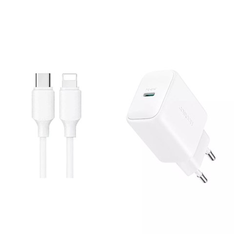 Joyroom Ładowarka Joyroom Sieciowa USB-C PD 20W - Biała + Kabel USB-C / Lightning 1m Joyroom Ładowarka Joyroom Sieciowa USB-C PD 20W - Biała + Kabel USB-C / Lightning 1m