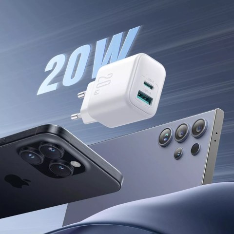 Joyroom Ładowarka Joyroom Sieciowa USB-C / USB-A 20W PD / QC 3.0 - Biała Joyroom Ładowarka Joyroom Sieciowa USB-C / USB-A 20W PD / QC 3.0 - Biała