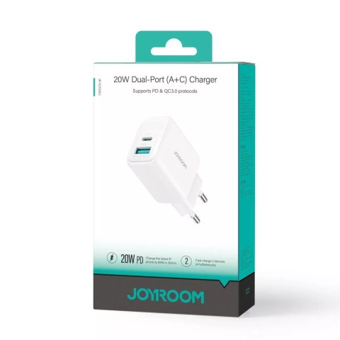Joyroom Ładowarka Joyroom Sieciowa USB-C / USB-A 20W PD / QC 3.0 - Biała Joyroom Ładowarka Joyroom Sieciowa USB-C / USB-A 20W PD / QC 3.0 - Biała
