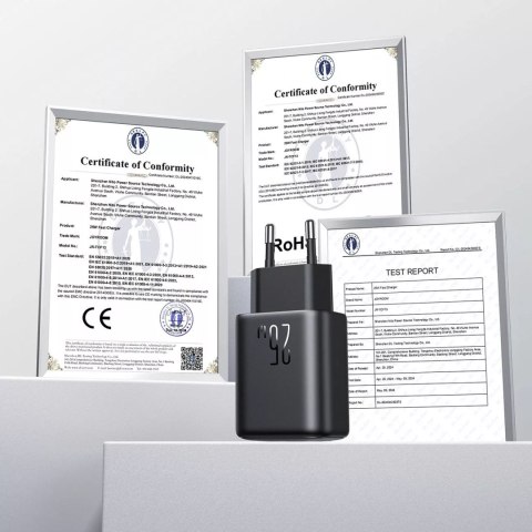 Joyroom Ładowarka Joyroom Sieciowa USB-C / USB-A 25W SFC / PPS / PD - Czarna Joyroom Ładowarka Joyroom Sieciowa USB-C / USB-A 25W SFC / PPS / PD - Czarna