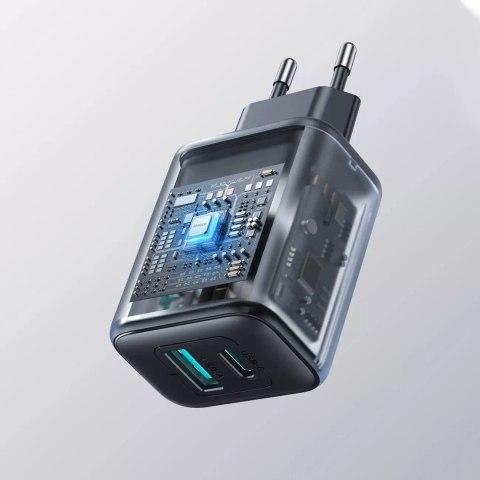 Joyroom Ładowarka Joyroom Sieciowa USB-C / USB-A 25W SFC / PPS / PD - Czarna Joyroom Ładowarka Joyroom Sieciowa USB-C / USB-A 25W SFC / PPS / PD - Czarna