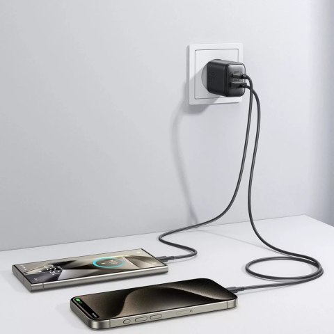 Joyroom Ładowarka Joyroom Sieciowa USB-C / USB-A 25W SFC / PPS / PD - Czarna Joyroom Ładowarka Joyroom Sieciowa USB-C / USB-A 25W SFC / PPS / PD - Czarna