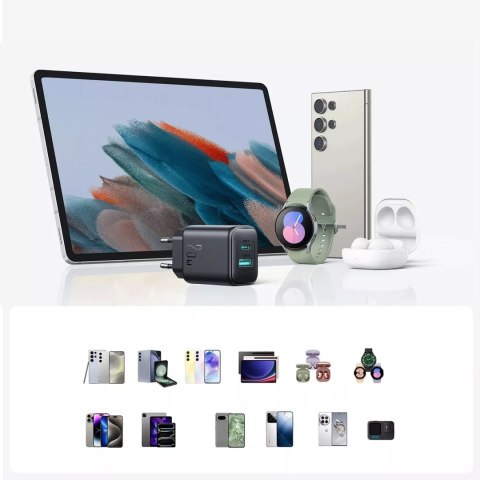 Joyroom Ładowarka Joyroom Sieciowa USB-C / USB-A 25W SFC / PPS / PD - Czarna Joyroom Ładowarka Joyroom Sieciowa USB-C / USB-A 25W SFC / PPS / PD - Czarna