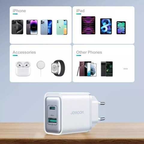 Joyroom Ładowarka Joyroom Sieciowa USB-C / USB-A 30W - Biała Joyroom Ładowarka Joyroom Sieciowa USB-C / USB-A 30W - Biała