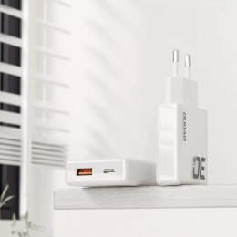 Joyroom Ładowarka sieciowa GaN Dudao A30EUT 30W USB-A / USB-C + kabel USB-C - USB-C - Biała