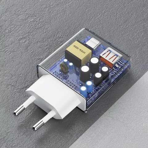Joyroom Ładowarka sieciowa GaN Dudao A30EUT 30W USB-A / USB-C + kabel USB-C - USB-C - Biała Joyroom Ładowarka sieciowa GaN Dudao A30EUT 30W USB-A / USB-C + kabel USB-C - USB-C - Biała