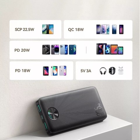 Joyroom Powerbank Joyroom 10000mAh USB-C USB-A 22.5W - Czarny Joyroom Powerbank Joyroom 10000mAh USB-C USB-A 22.5W - Czarny