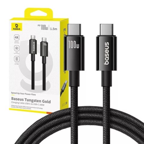 Baseus Kabel USB Baseus Tungsten Gold USB-C do USB-C 100W 1,5m (czarny) Baseus Kabel USB Baseus Tungsten Gold USB-C do USB-C 100W 1,5m (czarny)