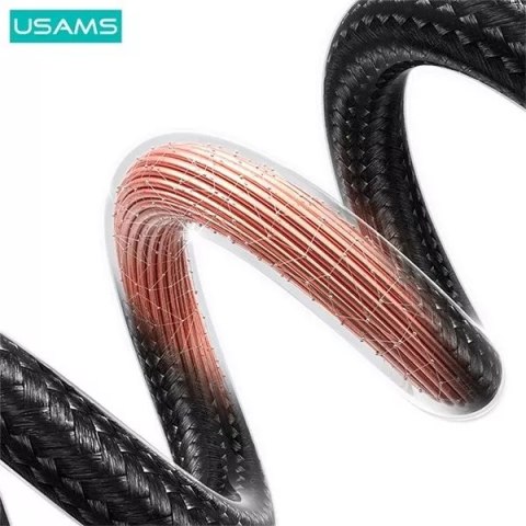 Usams Kabel USAMS US-SJ678 USB-C do USB-C 0,25m, 60W, nylonowy oplot, czarny Usams Kabel USAMS US-SJ678 USB-C do USB-C 0,25m, 60W, nylonowy oplot, czarny