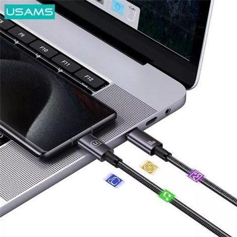 Usams Kabel USAMS US-SJ678 USB-C do USB-C 0,25m, 60W, nylonowy oplot, czarny Usams Kabel USAMS US-SJ678 USB-C do USB-C 0,25m, 60W, nylonowy oplot, czarny