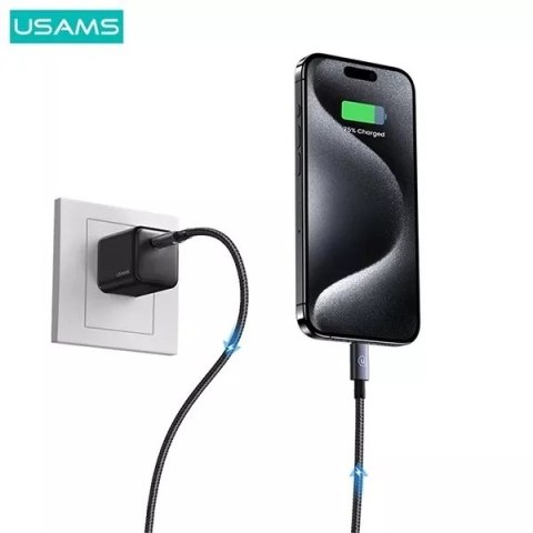 Usams Kabel USAMS US-SJ678 USB-C do USB-C 0,25m, 60W, nylonowy oplot, czarny Usams Kabel USAMS US-SJ678 USB-C do USB-C 0,25m, 60W, nylonowy oplot, czarny