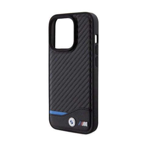 BMW Leather Carbon Blue Line - Etui iPhone 15 Pro (czarny) BMW Leather Carbon Blue Line - Etui iPhone 15 Pro (czarny)