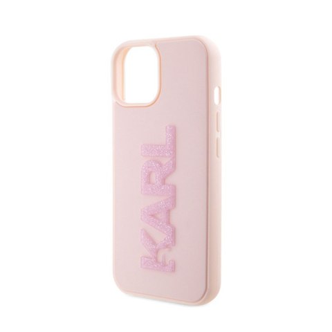 Karl Lagerfeld 3D Rubber Glitter Logo - Etui iPhone 15 (różowy) Karl Lagerfeld 3D Rubber Glitter Logo - Etui iPhone 15 (różowy)