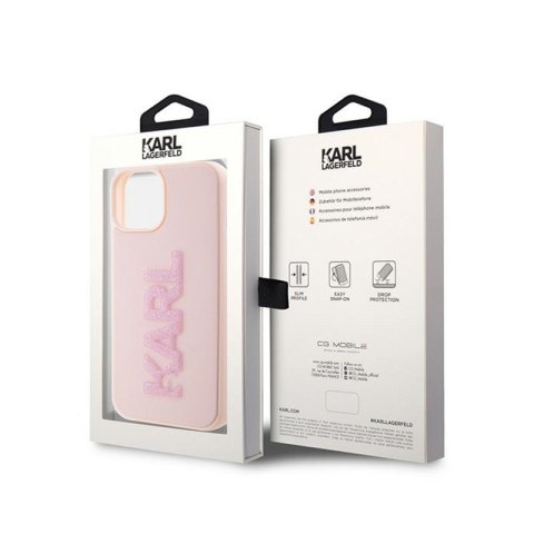 Karl Lagerfeld 3D Rubber Glitter Logo - Etui iPhone 15 (różowy) Karl Lagerfeld 3D Rubber Glitter Logo - Etui iPhone 15 (różowy)