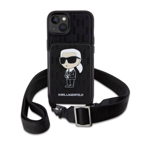 Karl Lagerfeld Crossbody NFT Saffiano Monogram Ikonik - Etui iPhone 14 Pro (Czarny) Karl Lagerfeld Crossbody NFT Saffiano Monogram Ikonik - Etui iPhone 14 Pro (Czarny)