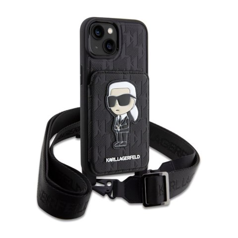 Karl Lagerfeld Crossbody NFT Saffiano Monogram Ikonik - Etui iPhone 14 Pro (Czarny) Karl Lagerfeld Crossbody NFT Saffiano Monogram Ikonik - Etui iPhone 14 Pro (Czarny)