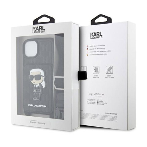 Karl Lagerfeld Crossbody NFT Saffiano Monogram Ikonik - Etui iPhone 14 Pro (Czarny) Karl Lagerfeld Crossbody NFT Saffiano Monogram Ikonik - Etui iPhone 14 Pro (Czarny)