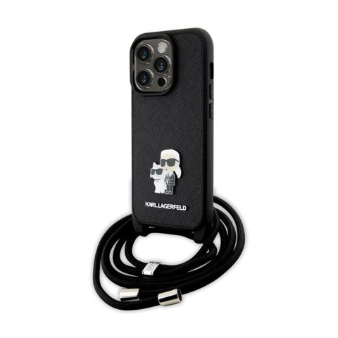 Karl Lagerfeld Crossbody Saffiano Metal Pin Karl & Choupette - Etui iPhone 14 Pro (czarny) Karl Lagerfeld Crossbody Saffiano Metal Pin Karl & Choupette - Etui iPhone 14 Pro (czarny)