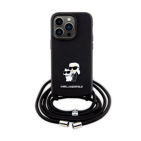 Karl Lagerfeld Crossbody Saffiano Metal Pin Karl & Choupette - Etui iPhone 14 Pro (czarny) Karl Lagerfeld Crossbody Saffiano Metal Pin Karl & Choupette - Etui iPhone 14 Pro (czarny)
