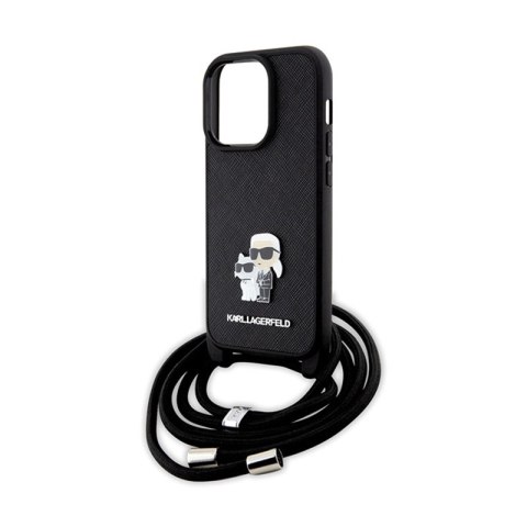 Karl Lagerfeld Crossbody Saffiano Metal Pin Karl & Choupette - Etui iPhone 14 Pro (czarny) Karl Lagerfeld Crossbody Saffiano Metal Pin Karl & Choupette - Etui iPhone 14 Pro (czarny)