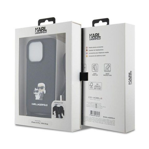 Karl Lagerfeld Crossbody Saffiano Metal Pin Karl & Choupette - Etui iPhone 14 Pro (czarny) Karl Lagerfeld Crossbody Saffiano Metal Pin Karl & Choupette - Etui iPhone 14 Pro (czarny)