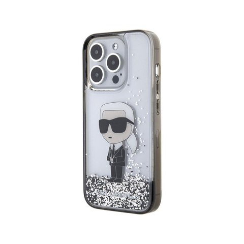 Karl Lagerfeld Liquid Glitter Ikonik - Etui iPhone 15 Pro (przezroczysty) Karl Lagerfeld Liquid Glitter Ikonik - Etui iPhone 15 Pro (przezroczysty)