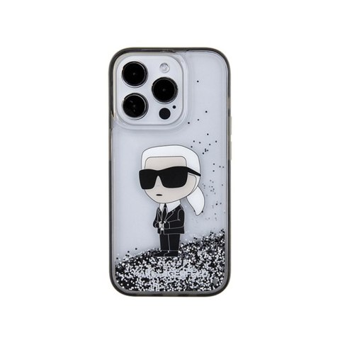 Karl Lagerfeld Liquid Glitter Ikonik - Etui iPhone 15 Pro (przezroczysty) Karl Lagerfeld Liquid Glitter Ikonik - Etui iPhone 15 Pro (przezroczysty)