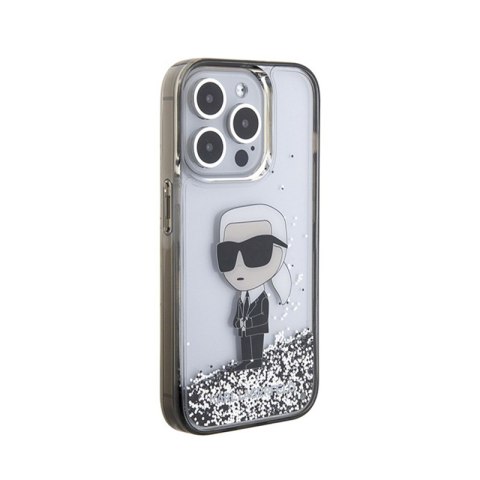 Karl Lagerfeld Liquid Glitter Ikonik - Etui iPhone 15 Pro (przezroczysty) Karl Lagerfeld Liquid Glitter Ikonik - Etui iPhone 15 Pro (przezroczysty)