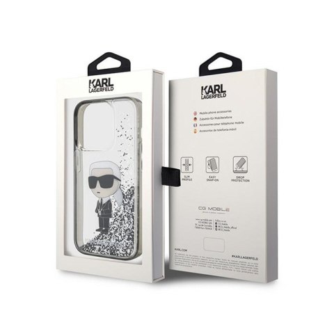 Karl Lagerfeld Liquid Glitter Ikonik - Etui iPhone 15 Pro (przezroczysty) Karl Lagerfeld Liquid Glitter Ikonik - Etui iPhone 15 Pro (przezroczysty)
